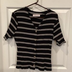 No Boundaries Black and White Striped Button-Down Shirt
